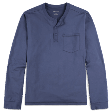מחקר חוצות גברים בריטון L/s Henley ימי כחול